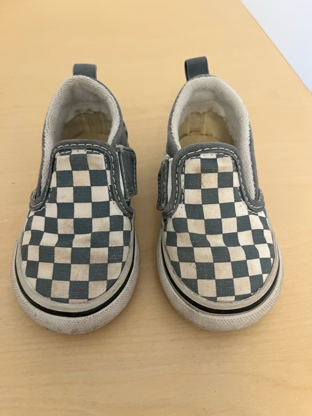 Toddler dusty blue checkered vans